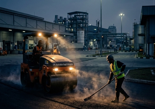 pengaspalan di kawasan industri cikarang