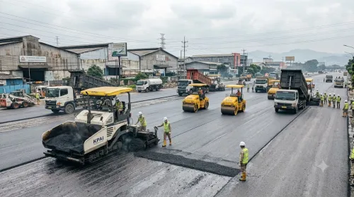 Proyek pengaspalan jalan industri Rancaekek Bandung