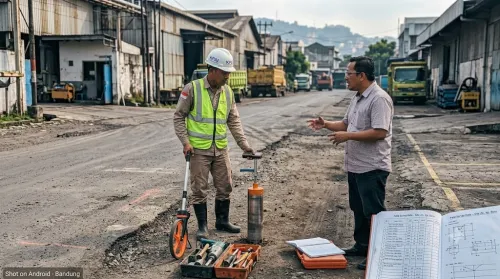 Survei Topografi Sebelum Pengaspalan di Bandung